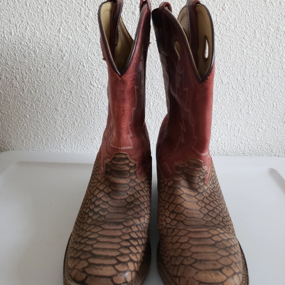 #Smoky Mountains Mens Western Rodeo Farm Cowboy Square Leather Boots